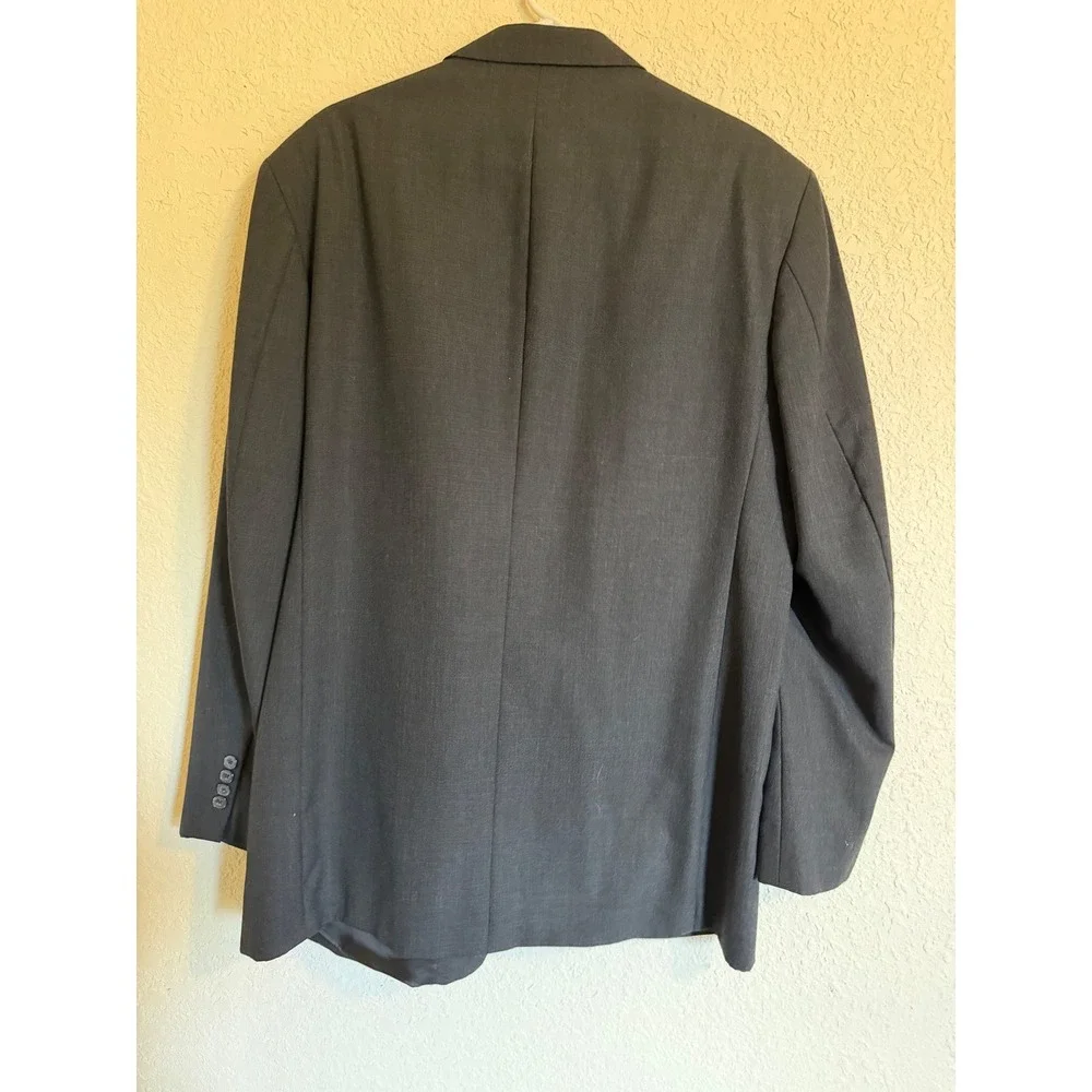 Lands End Mens 44 Long Charcoal Gray 100% Wool 3 Button Blazer Made in USA
